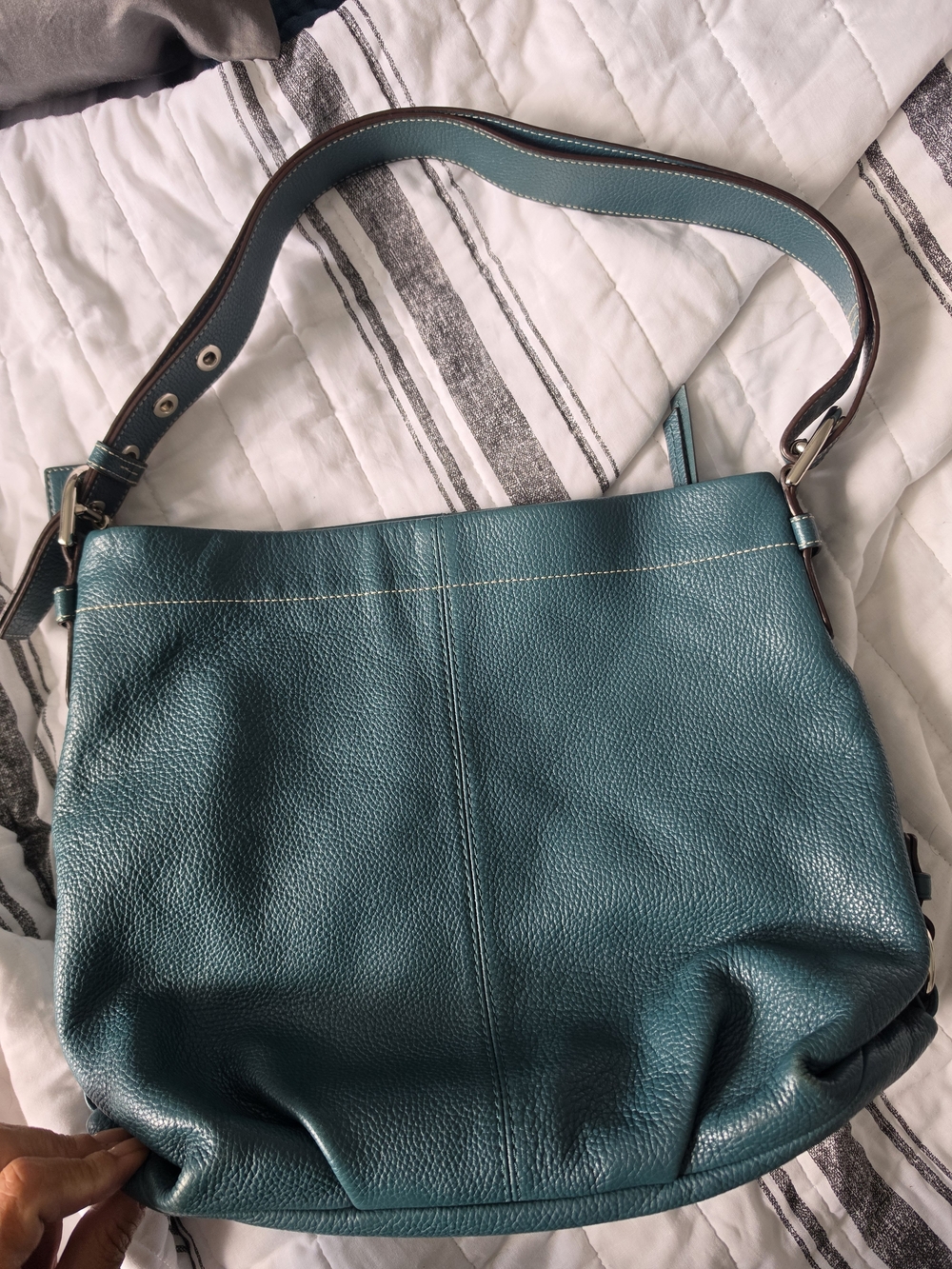 Coach Teal Pebbled Leather Shoulder Bag Like New Vintage Y2k